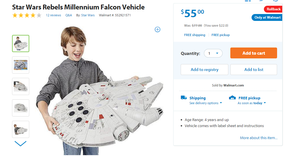 walmart millennium falcon