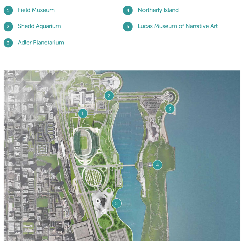 Map of planned Lucas Museum in Chicago, IL, via www.LucasMuseum.org